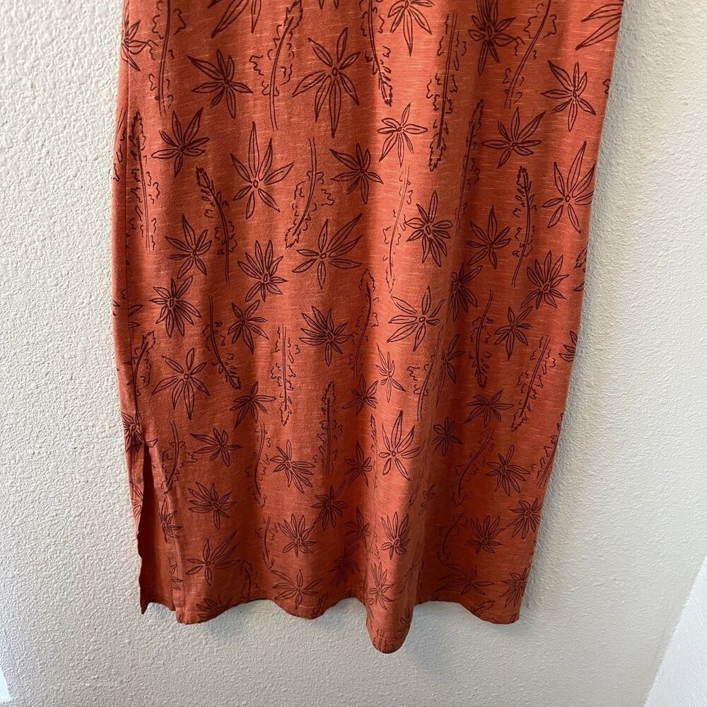 Toad & Co Midi Dress Size XS Samba Paseo Tencel Organic Cotton Burnt Orange Palm - Picture 11 of 16